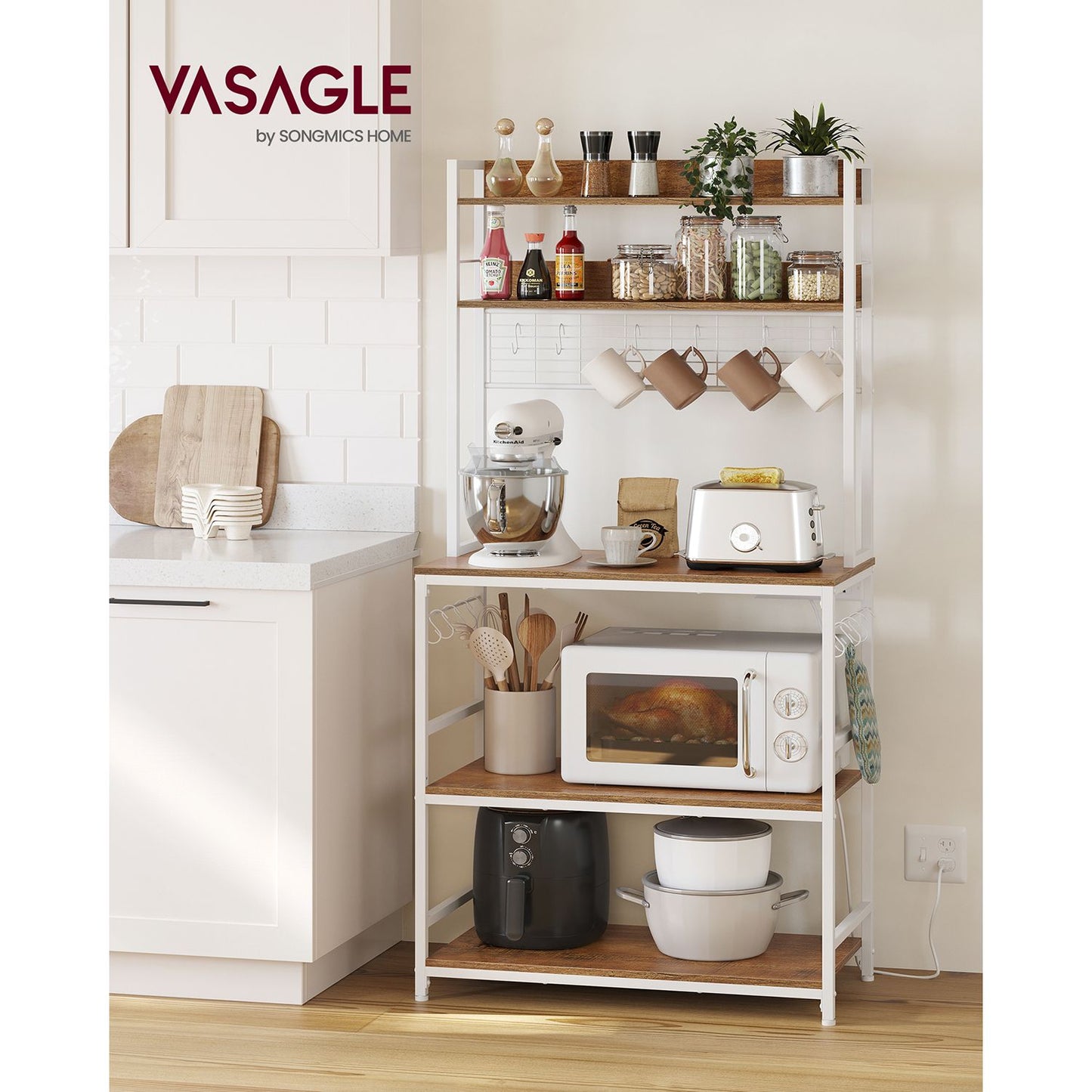 Hutch Bakers Rack with Power Outlet