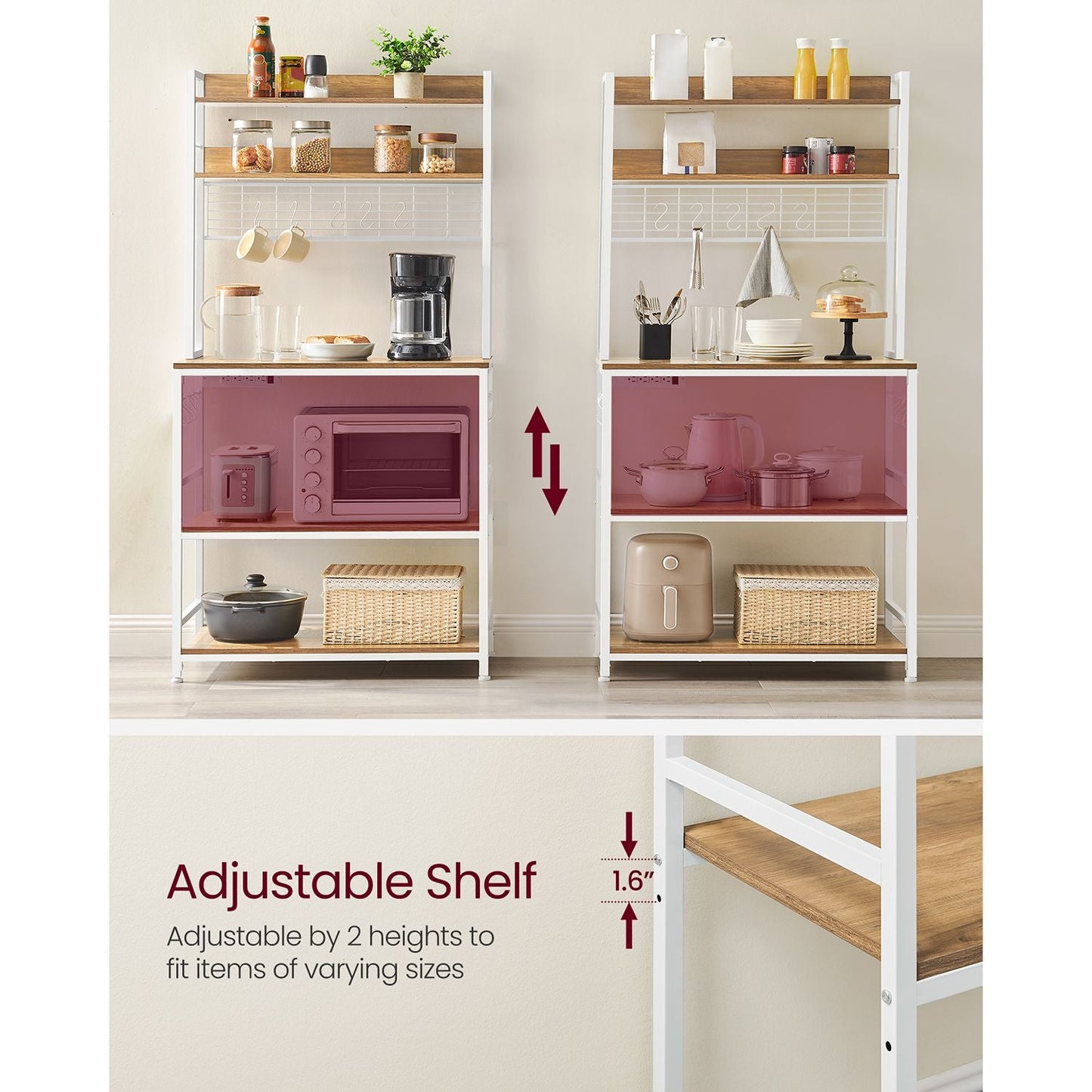 Hutch Bakers Rack with Power Outlet