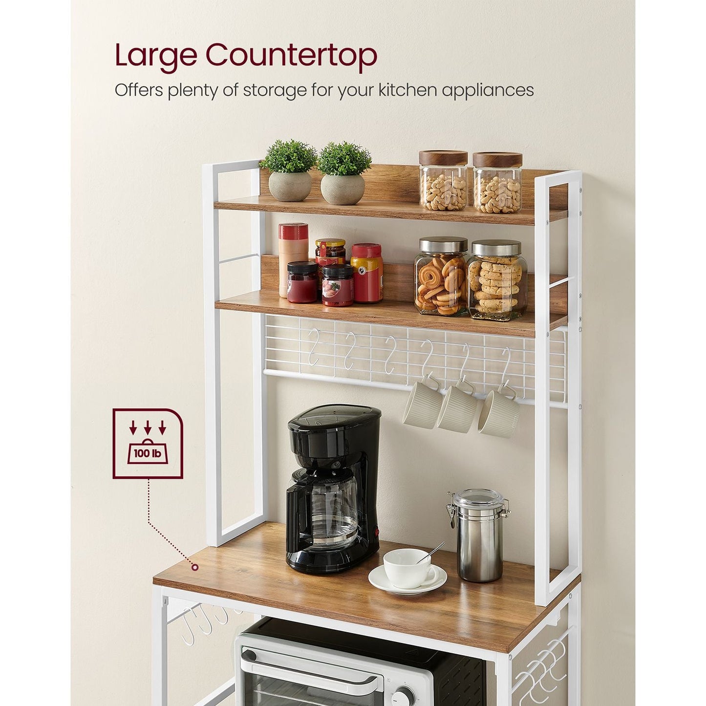 Hutch Bakers Rack with Power Outlet