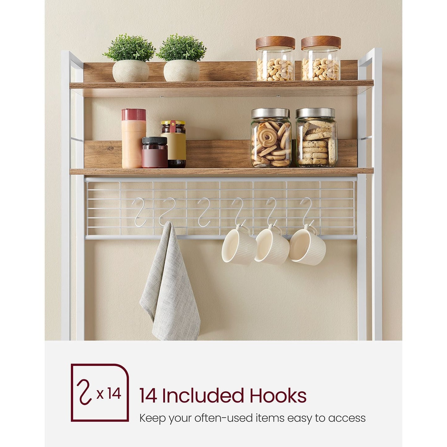 Hutch Bakers Rack with Power Outlet