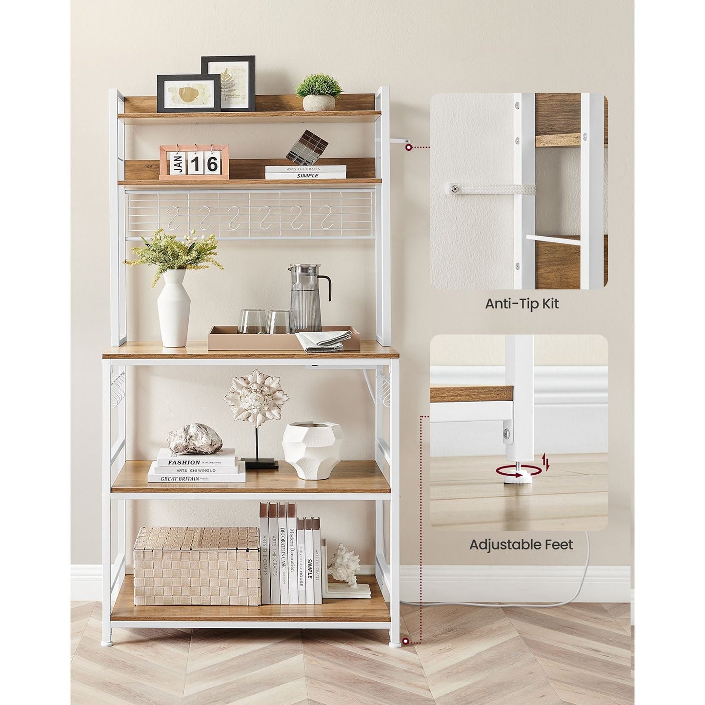 Hutch Bakers Rack with Power Outlet