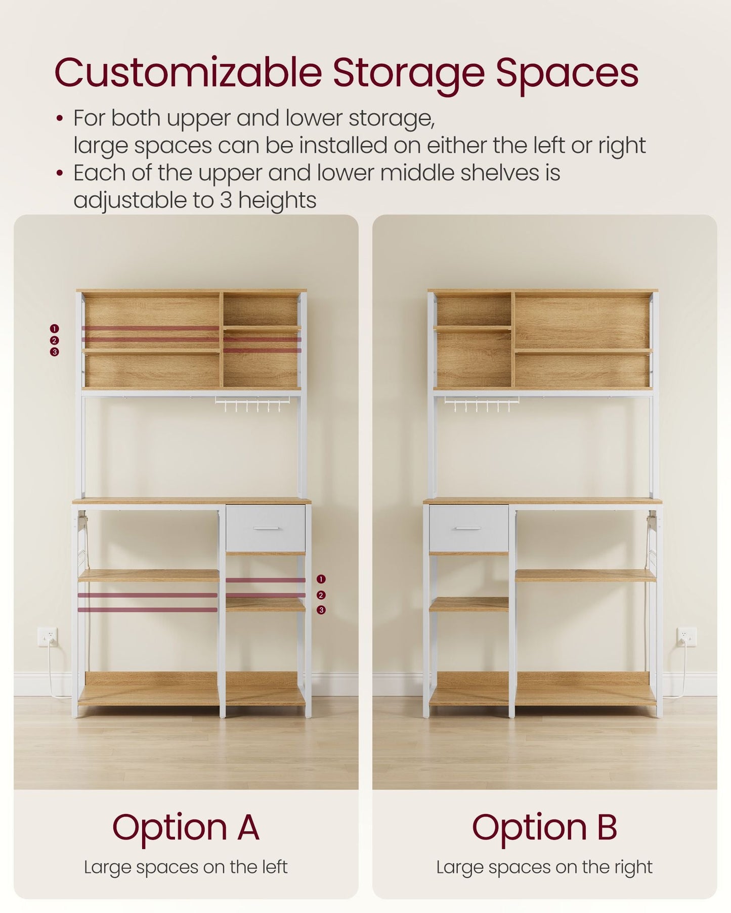 Bakers Rack with Charging Station