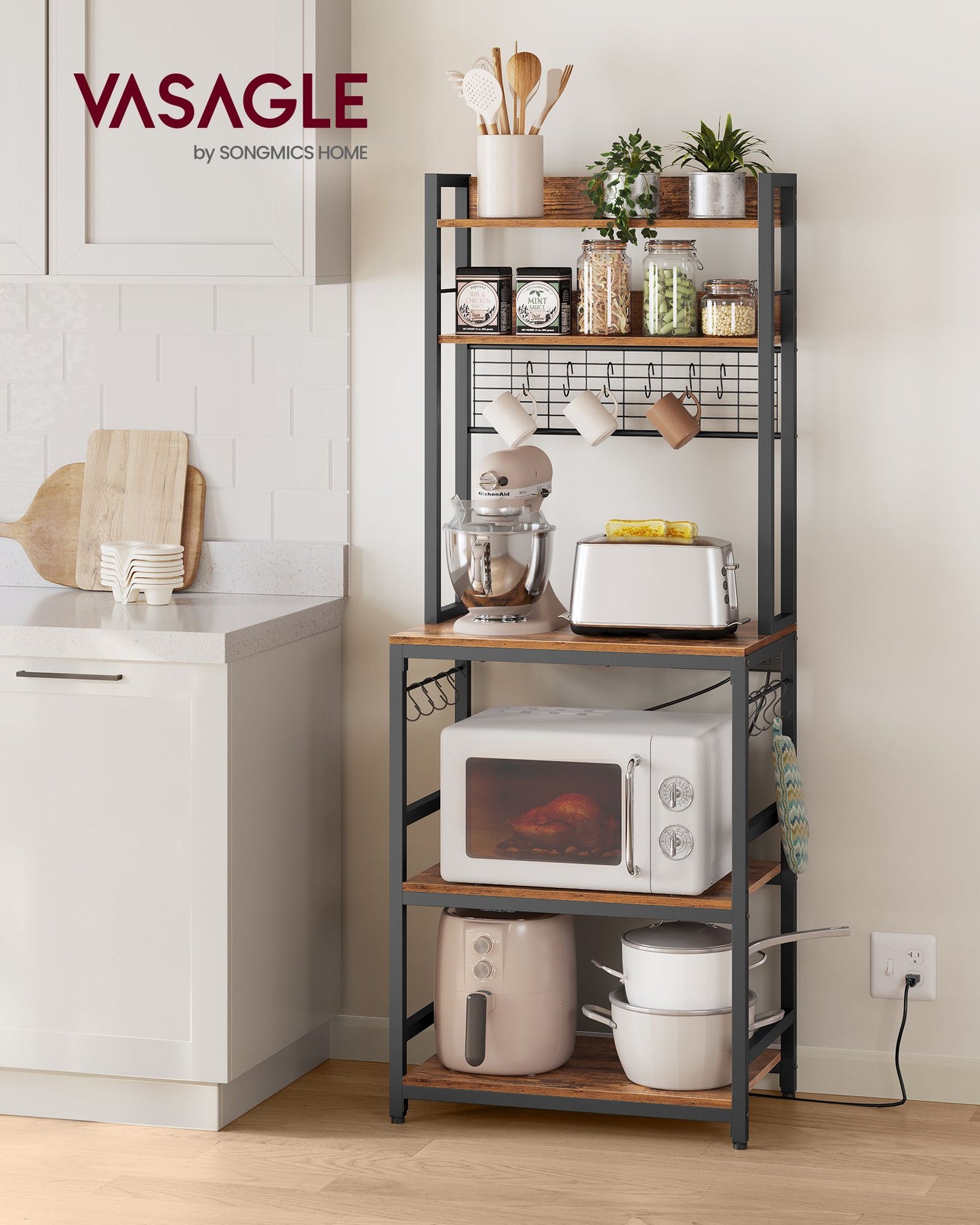 Hutch Bakers Rack with Power Outlet