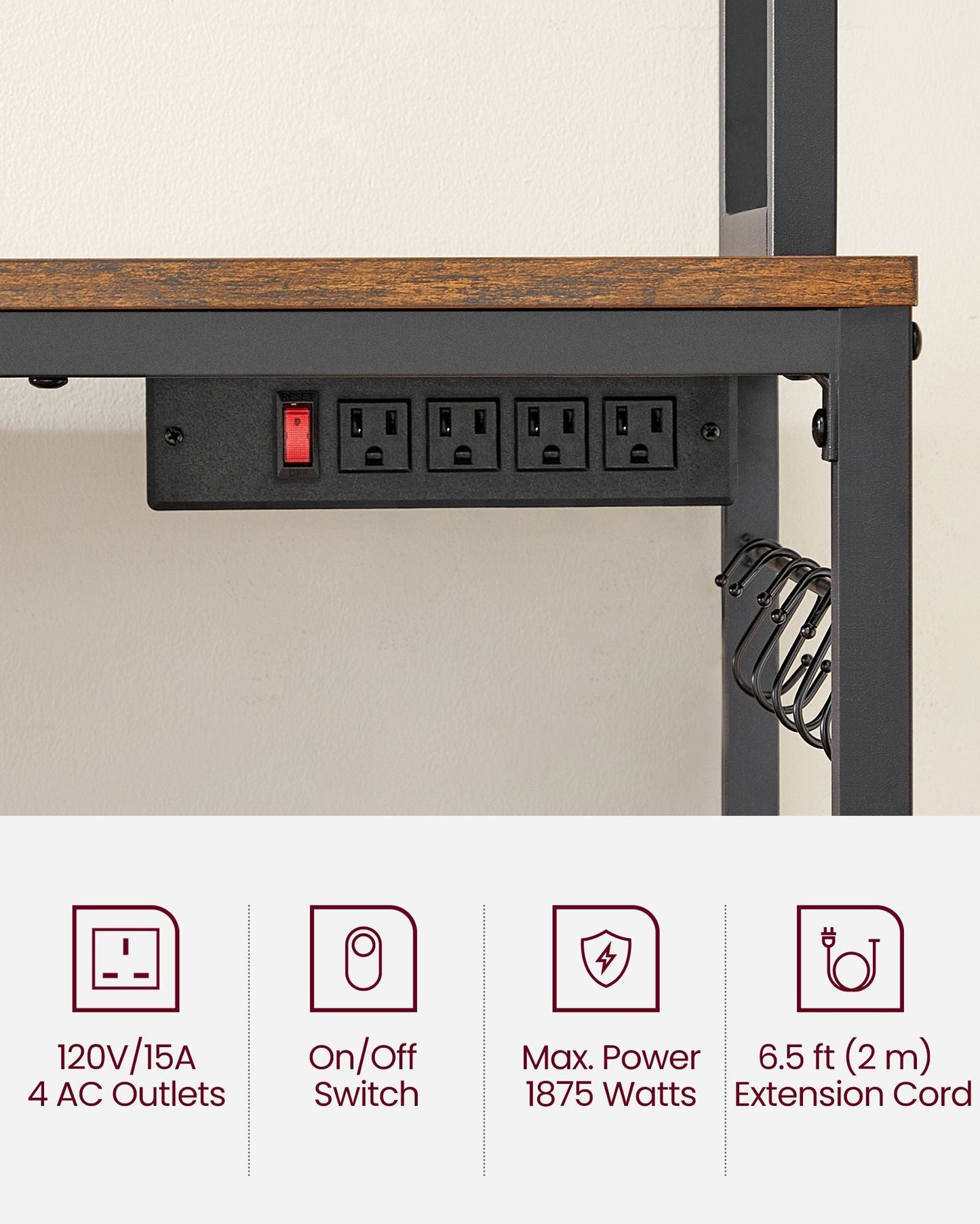 Hutch Bakers Rack with Power Outlet
