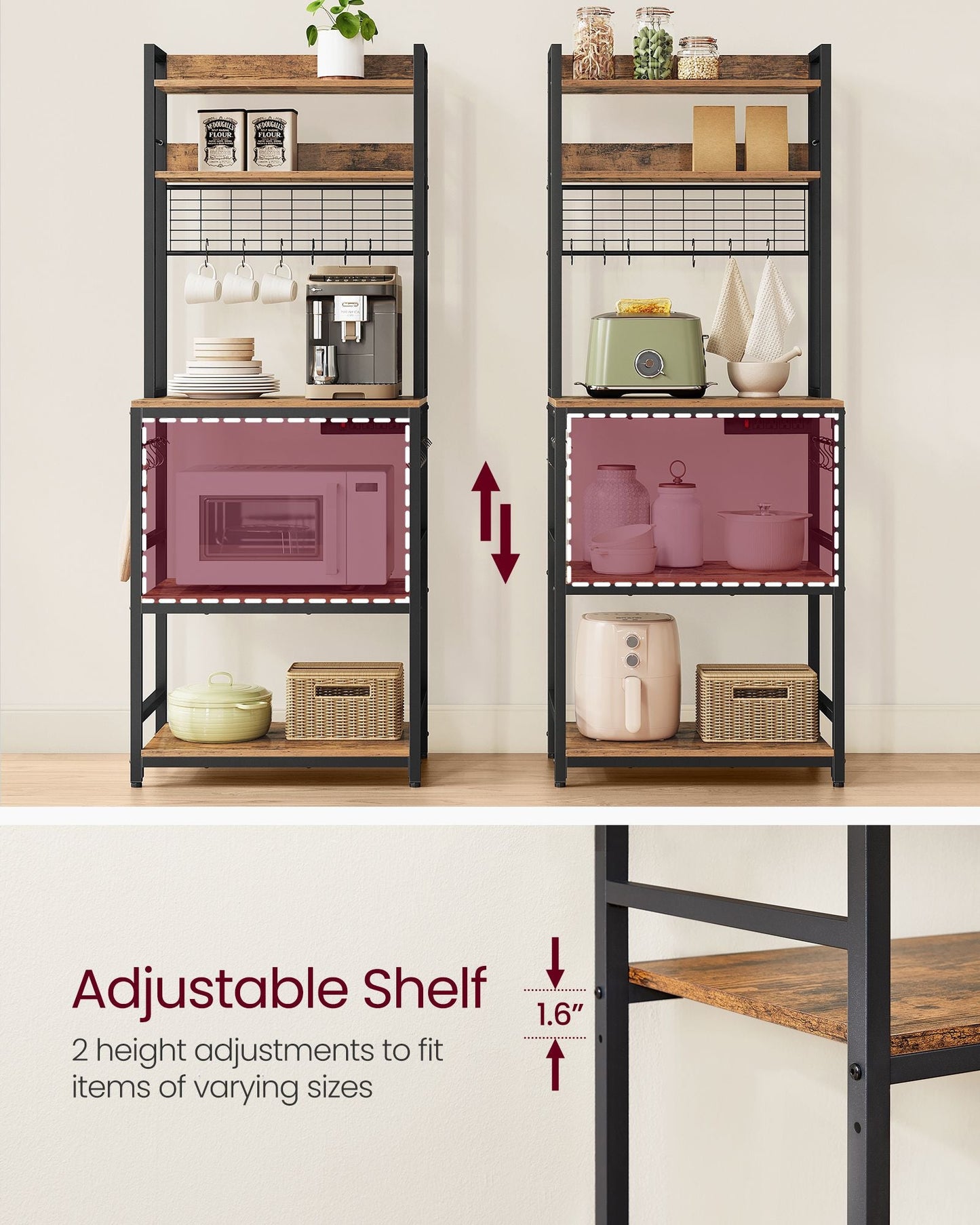 Hutch Bakers Rack with Power Outlet