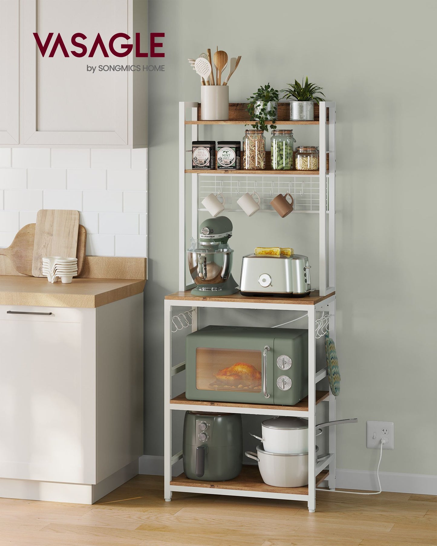Hutch Bakers Rack with Power Outlet