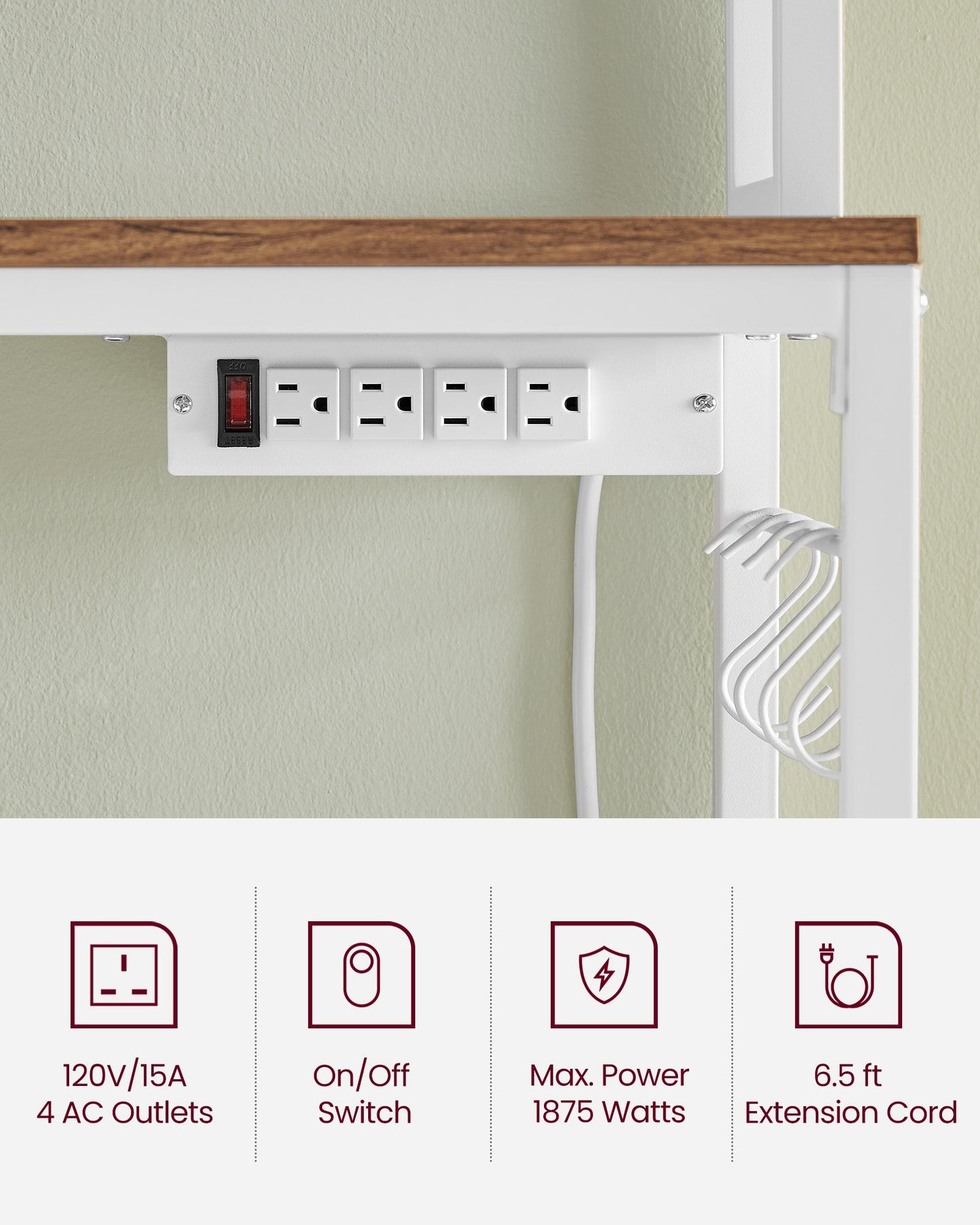 Hutch Bakers Rack with Power Outlet