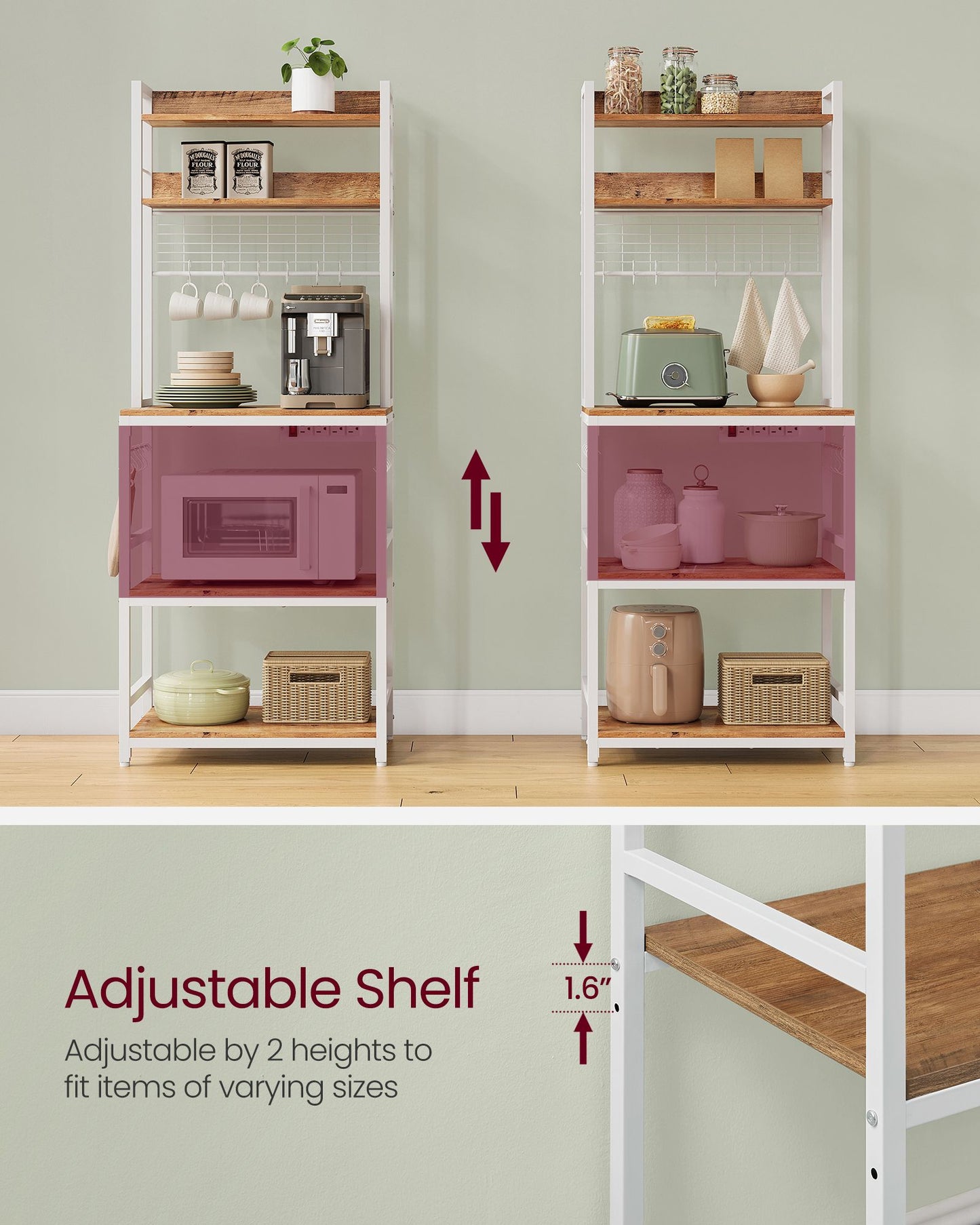 Hutch Bakers Rack with Power Outlet