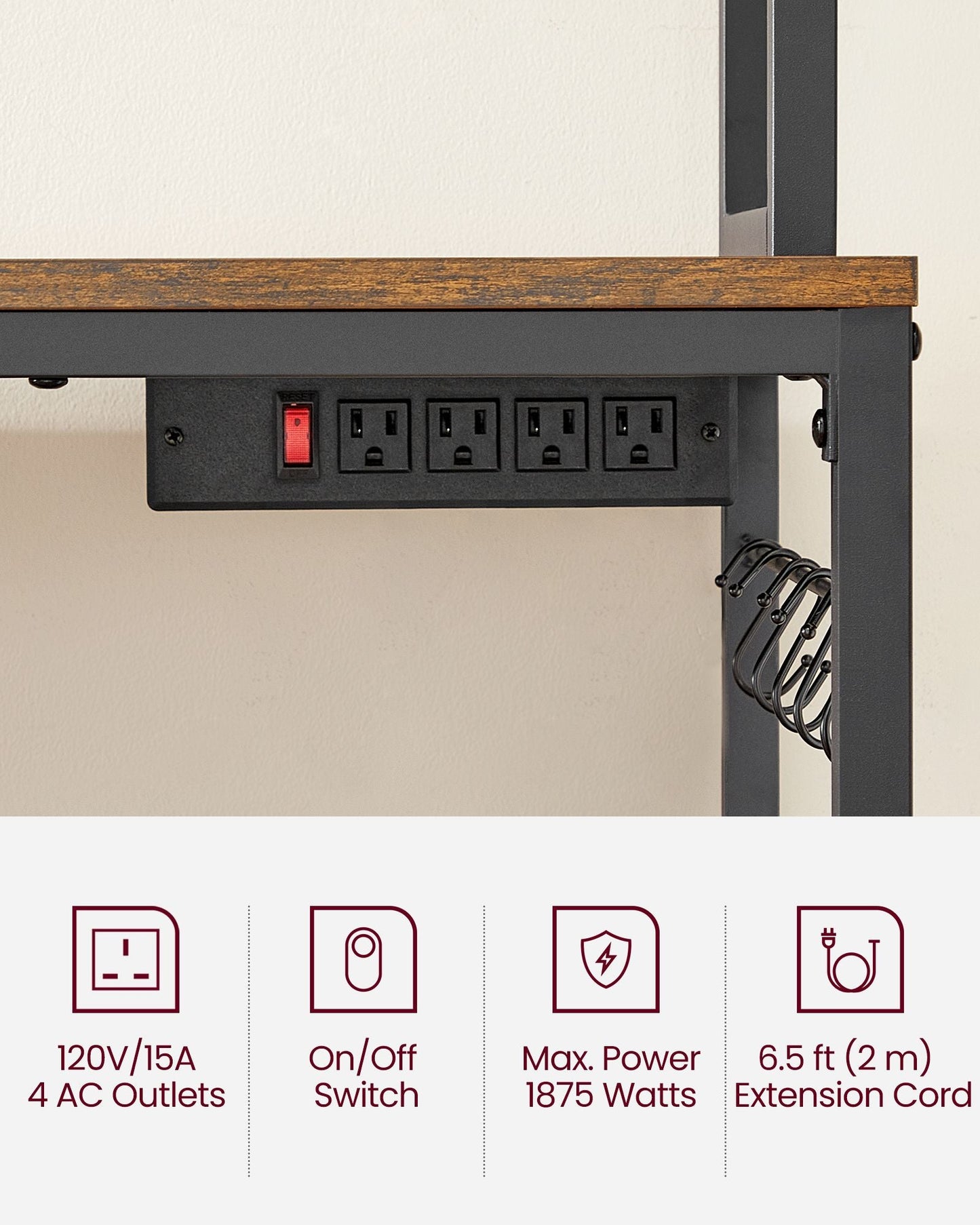 Hutch Bakers Rack with Power Outlet
