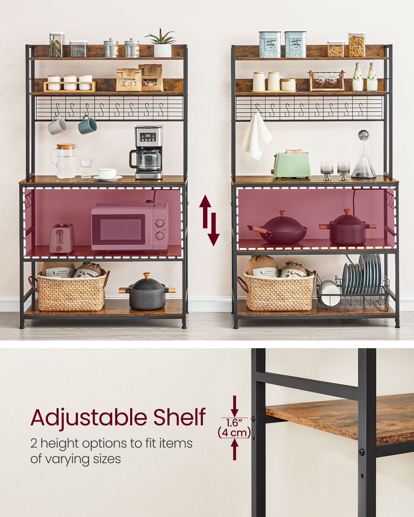 Hutch Bakers Rack with Power Outlet