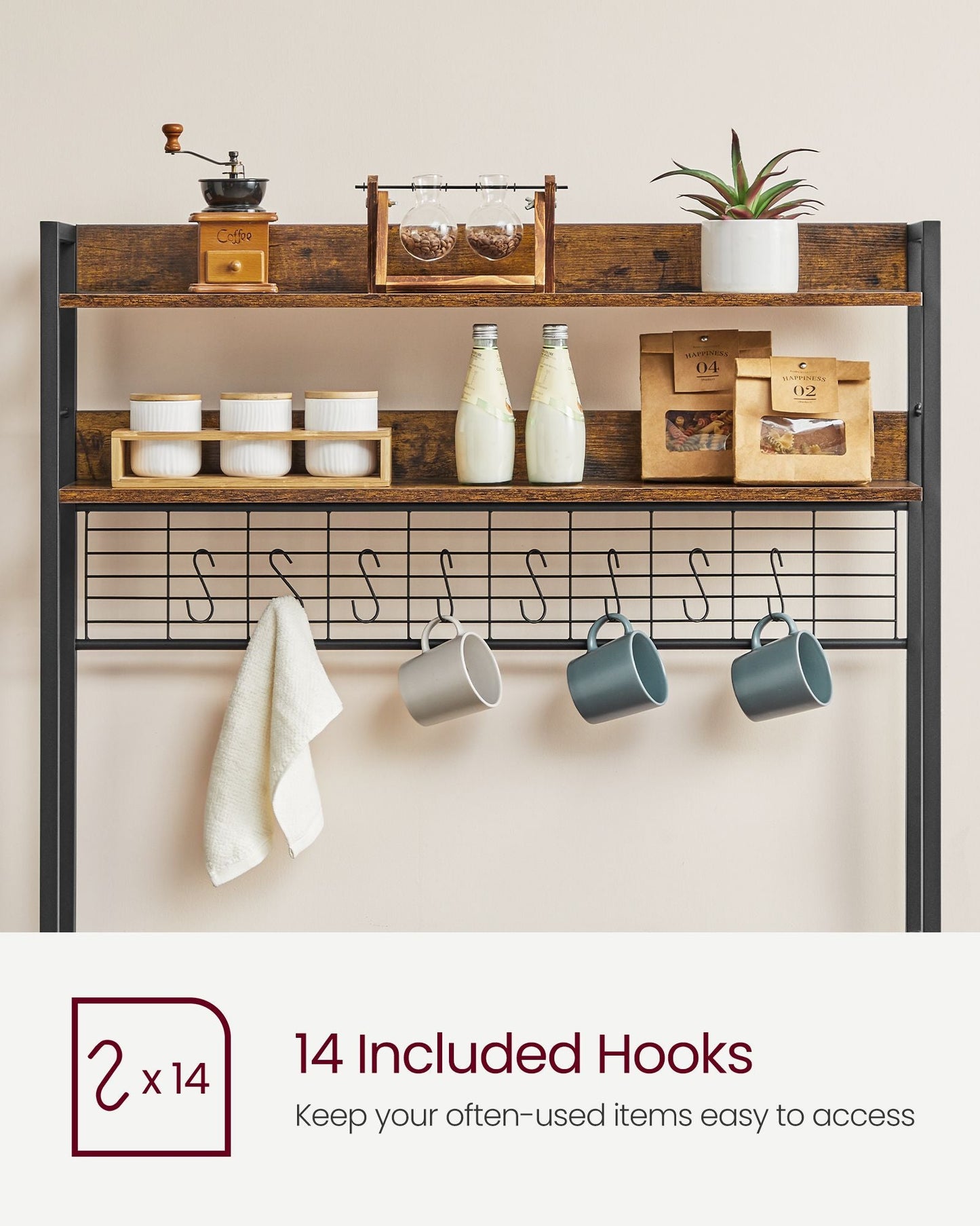 Hutch Bakers Rack with Power Outlet