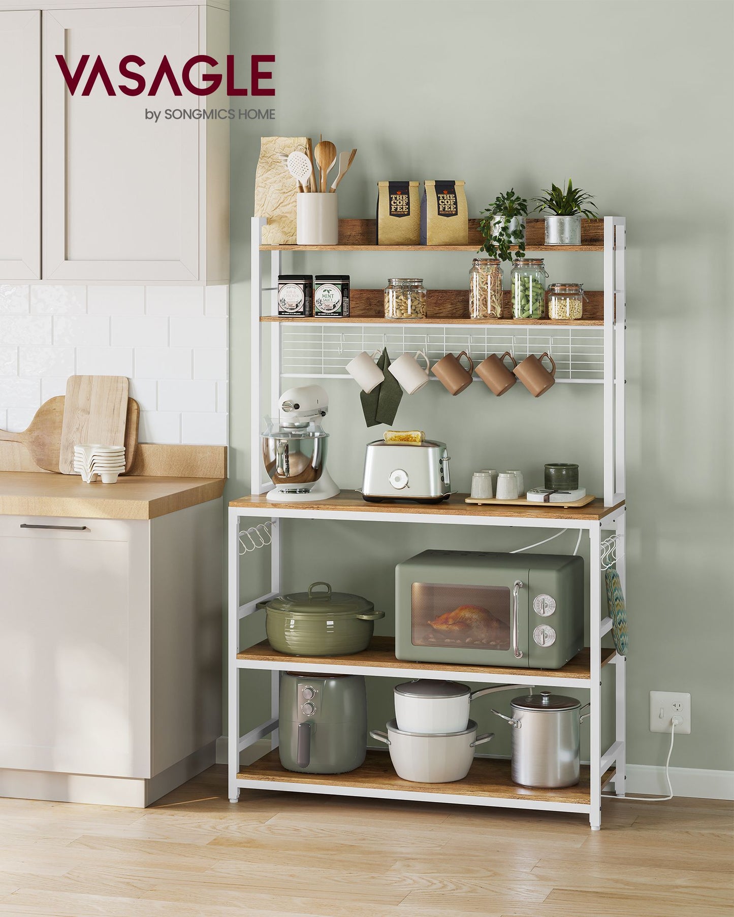 Hutch Bakers Rack with Power Outlet