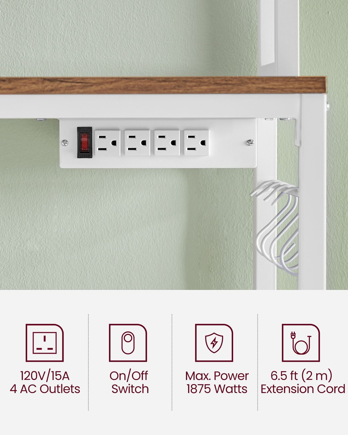 Hutch Bakers Rack with Power Outlet