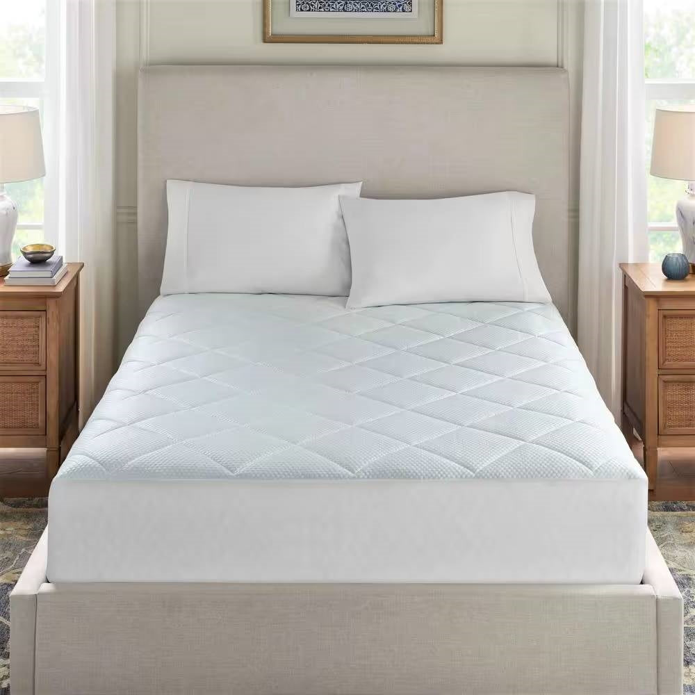King size Washable Quilted Mattress Pad with Elastic Fitted Skirt