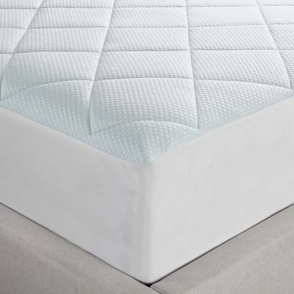 King size Washable Quilted Mattress Pad with Elastic Fitted Skirt