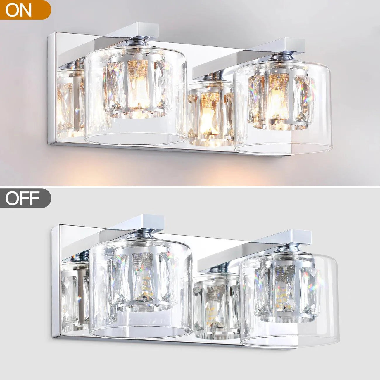 Kolt Chrome Modern 2-Light Bathroom Vanity Light