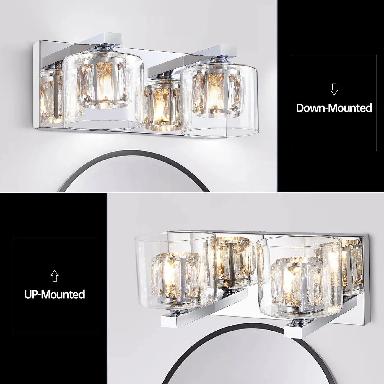 Kolt Chrome Modern 2-Light Bathroom Vanity Light