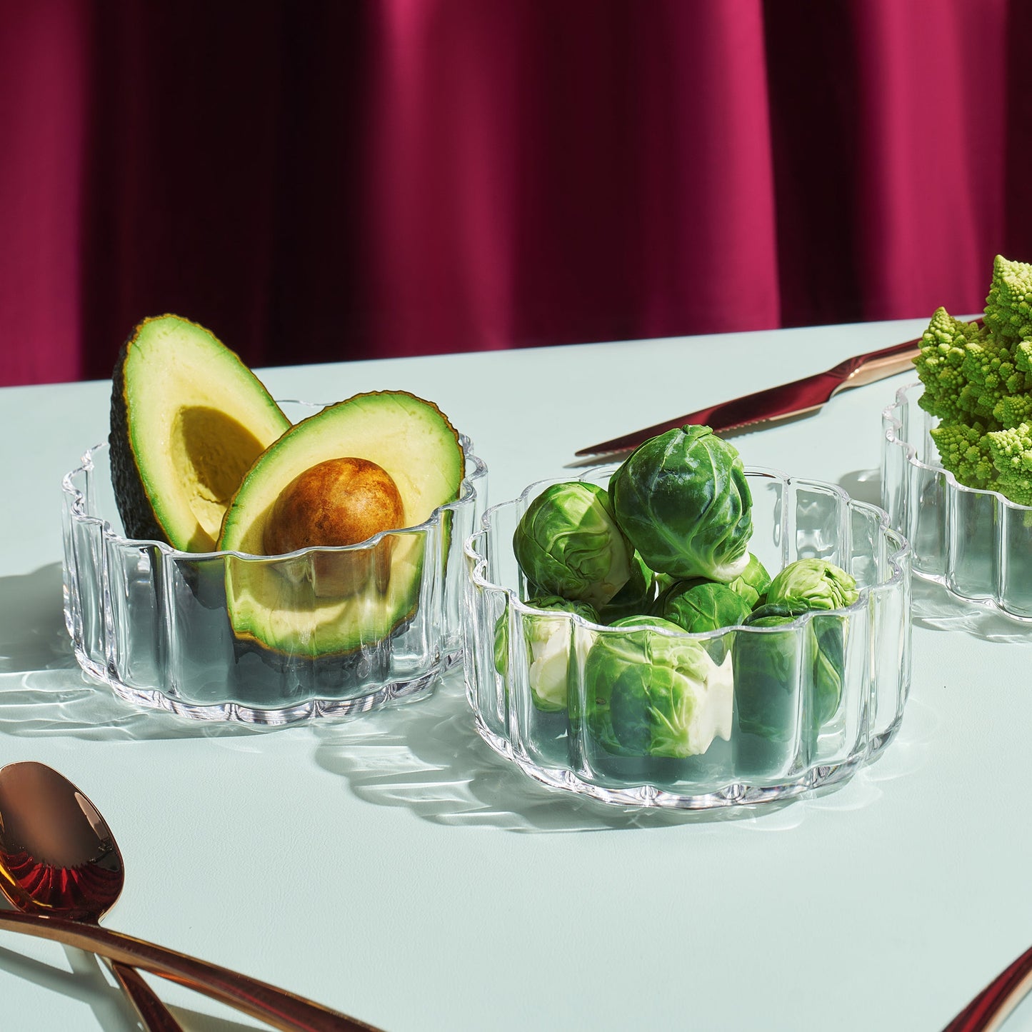 Flower Bowl Glassware, Set of 2