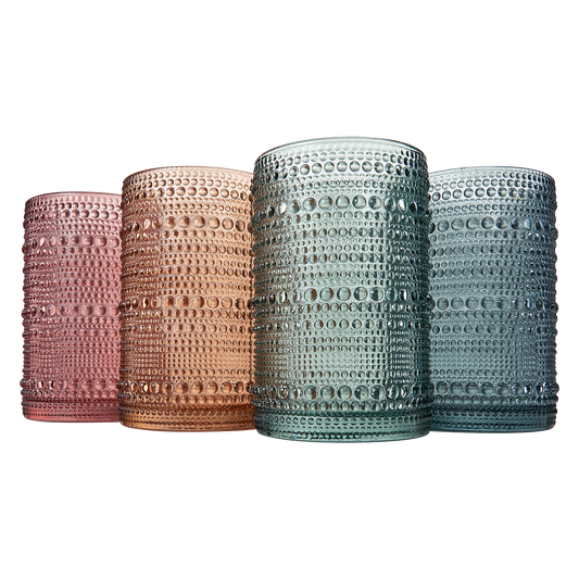 Tonal Hobnail Highball Glassware, Set of 4
