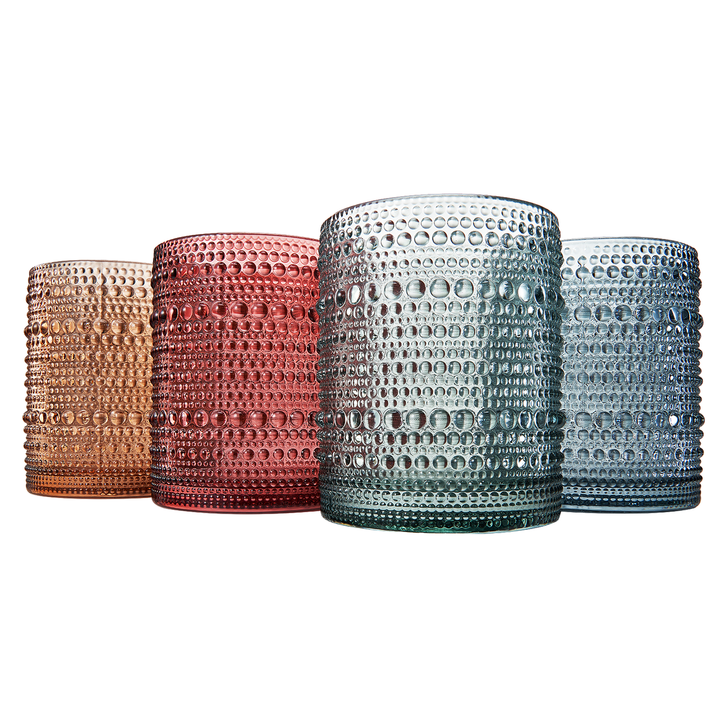 Tonal Hobnail Lowball Glassware, Set of 4