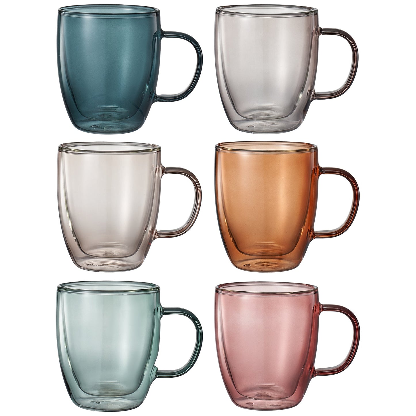 Tonal Double Wall Mug Glassware, Set of 6