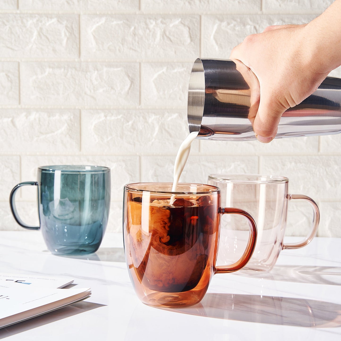 Tonal Double Wall Mug Glassware, Set of 6