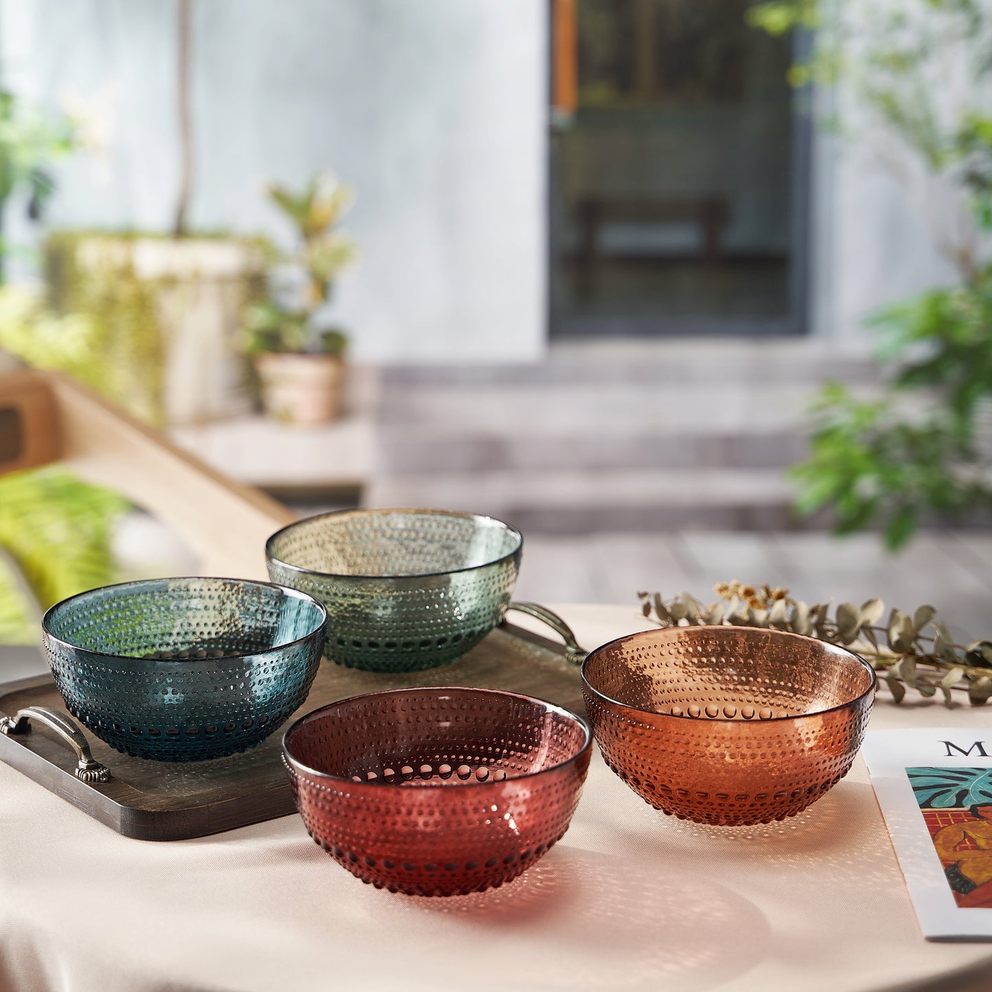 Tonal Hobnail Bowl Glassware, Set of 4