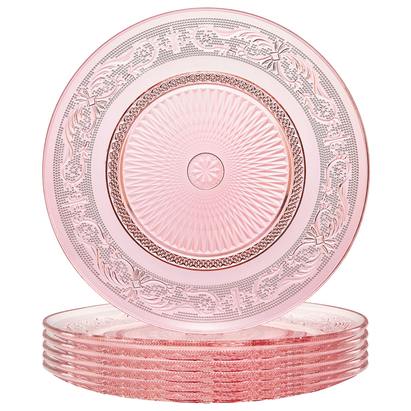 Blush Vintage Glass Plate, Set of 6