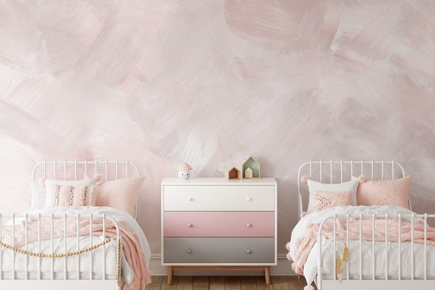 Light Pink Acrylic Brush Stroke Wallpaper Mural