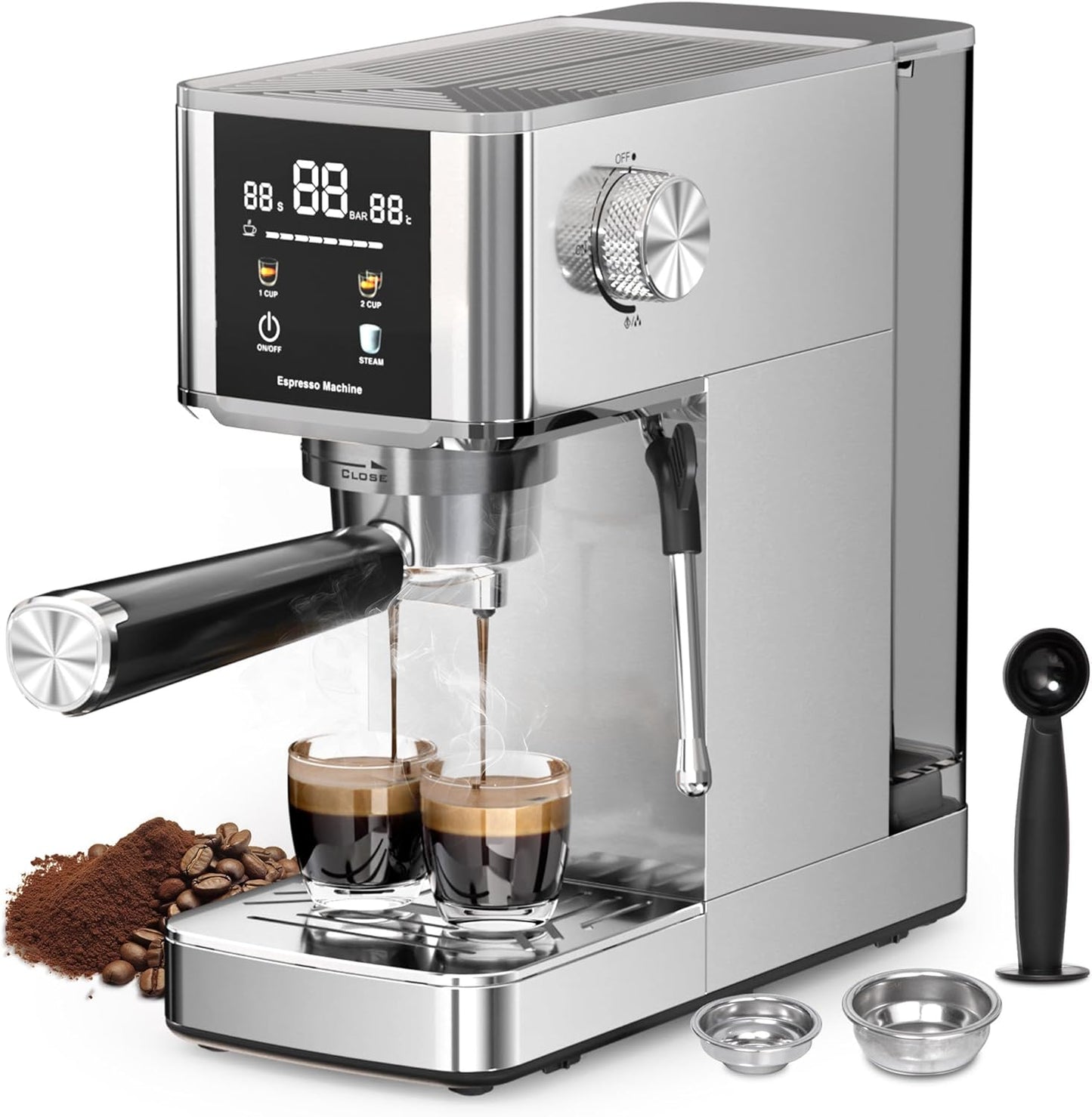 Kismile Espresso Coffee Maker Machine 20 Bar, with Milk Frother Steam Wand CM8032