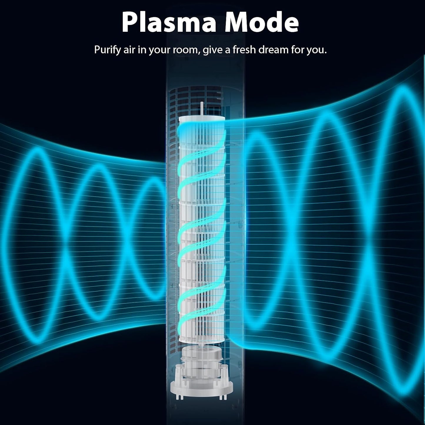 85° Oscillating Bladeless Tower Fan with 24ft/s Velocity