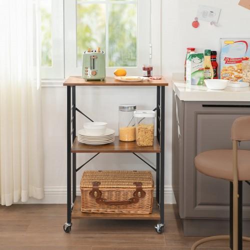 MARTHA Shelf With Wheels, Kitchen Cart, Bar Cart, Rustic Brown
