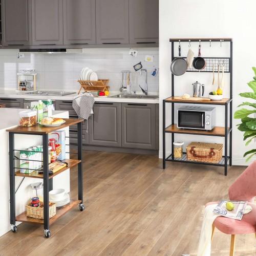 MARTHA Shelf With Wheels, Kitchen Cart, Bar Cart, Rustic Brown