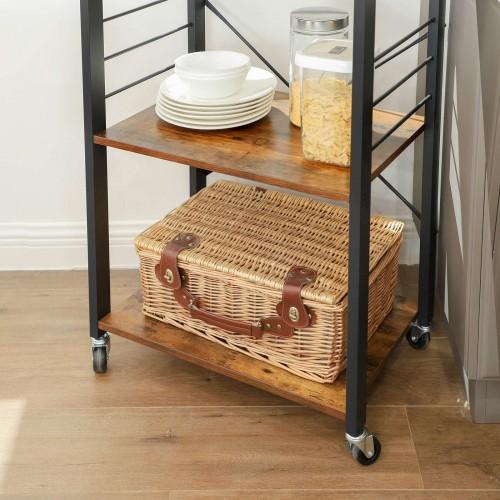MARTHA Shelf With Wheels, Kitchen Cart, Bar Cart, Rustic Brown