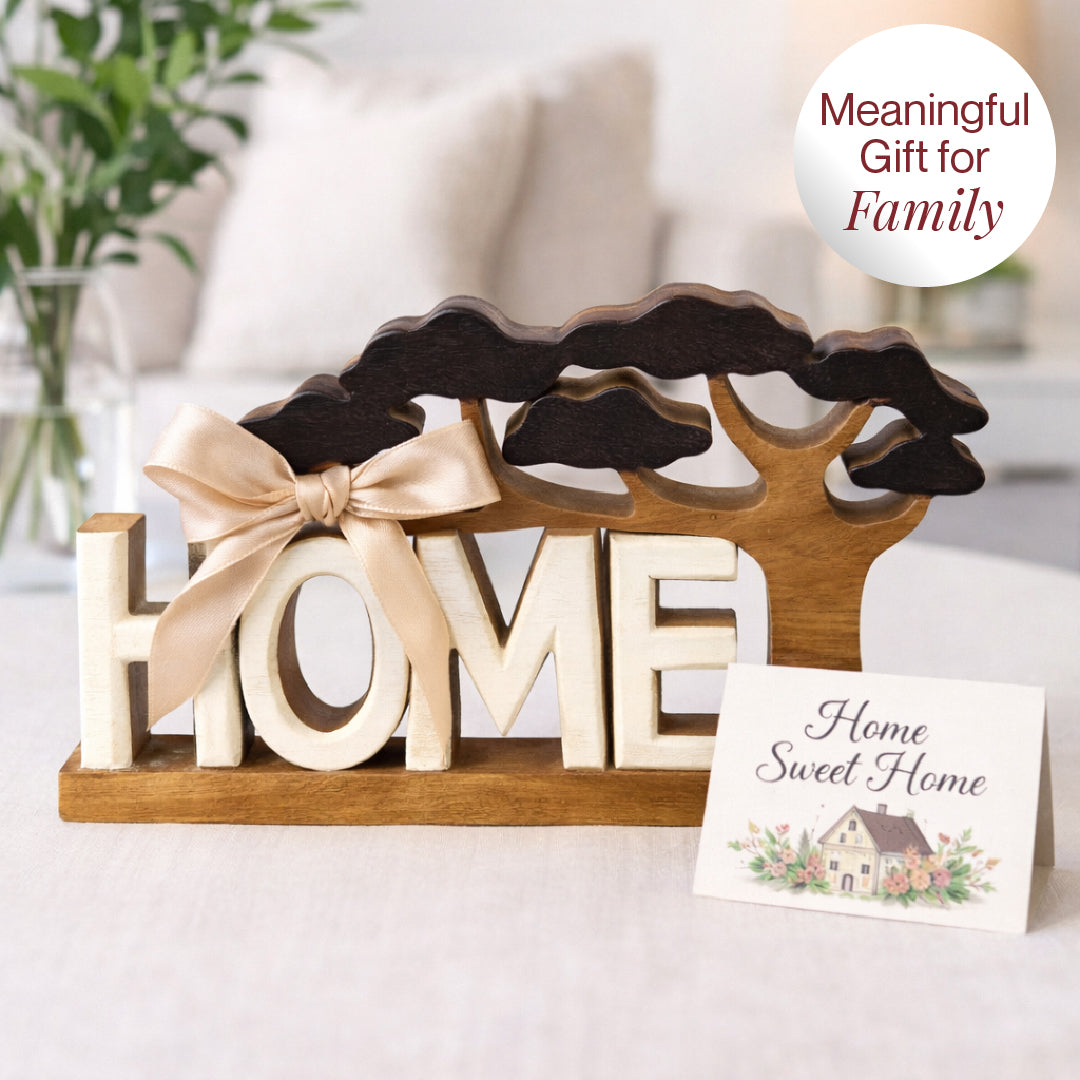 Handmade Wooden Sculpture – Rustic Acacia Wood Decor | Warm Home Accent Gift