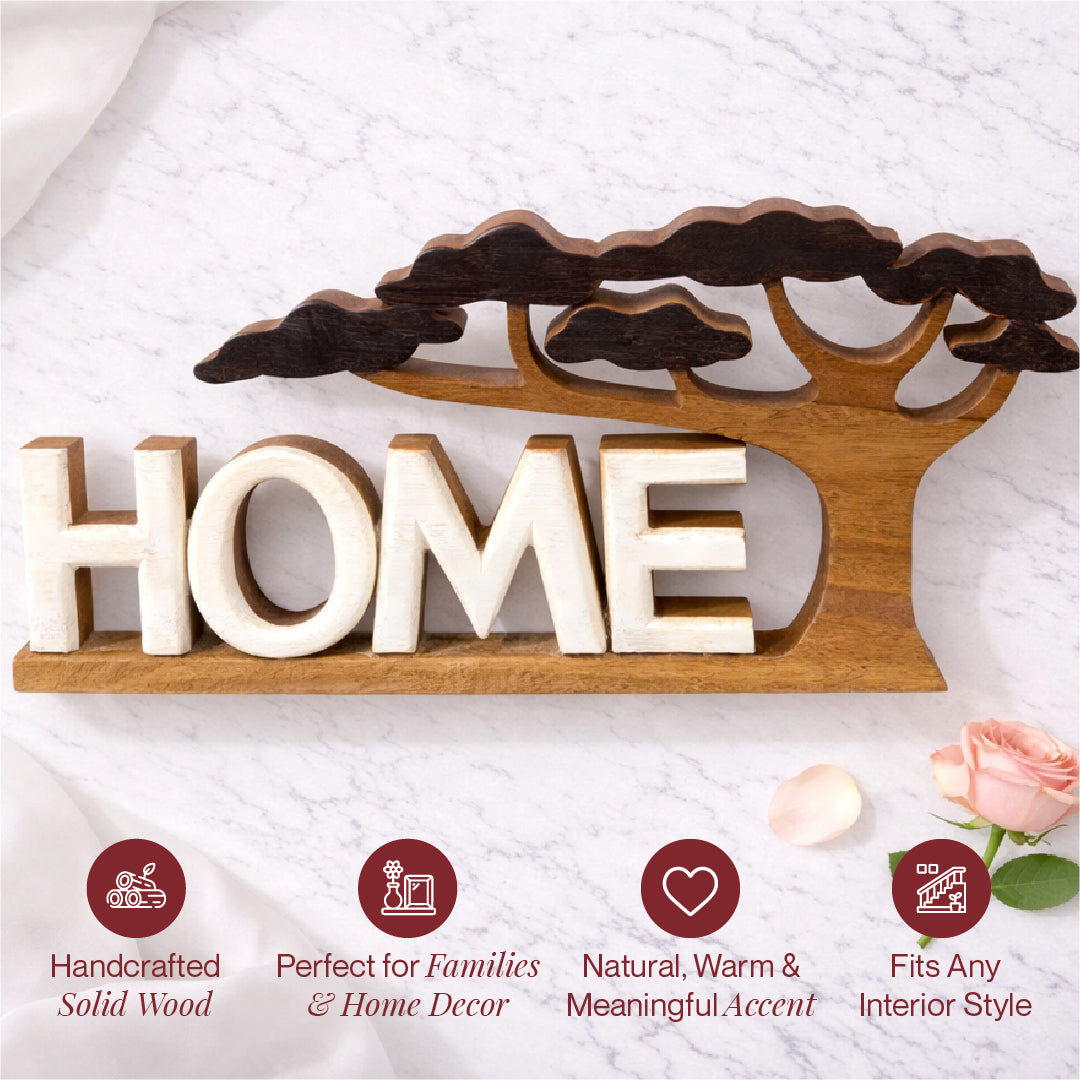 Handmade Wooden Sculpture – Rustic Acacia Wood Decor | Warm Home Accent Gift