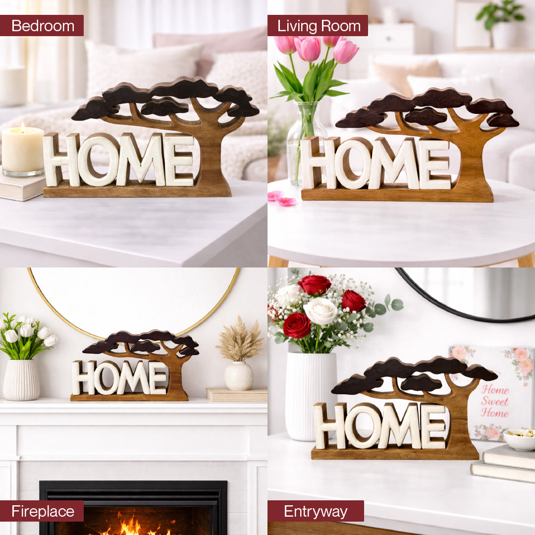 Handmade Wooden Sculpture – Rustic Acacia Wood Decor | Warm Home Accent Gift