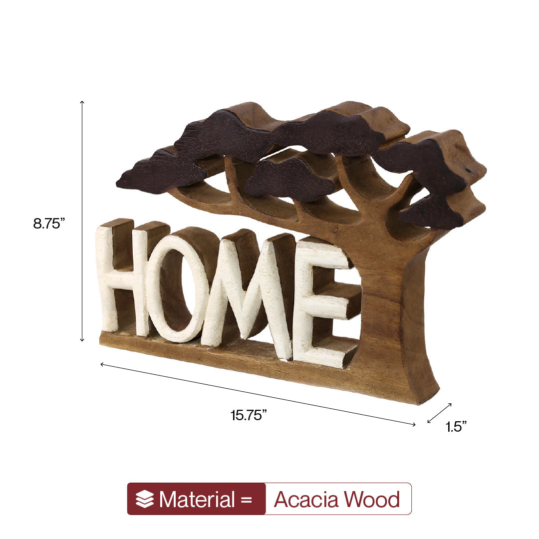 Handmade Wooden Sculpture – Rustic Acacia Wood Decor | Warm Home Accent Gift