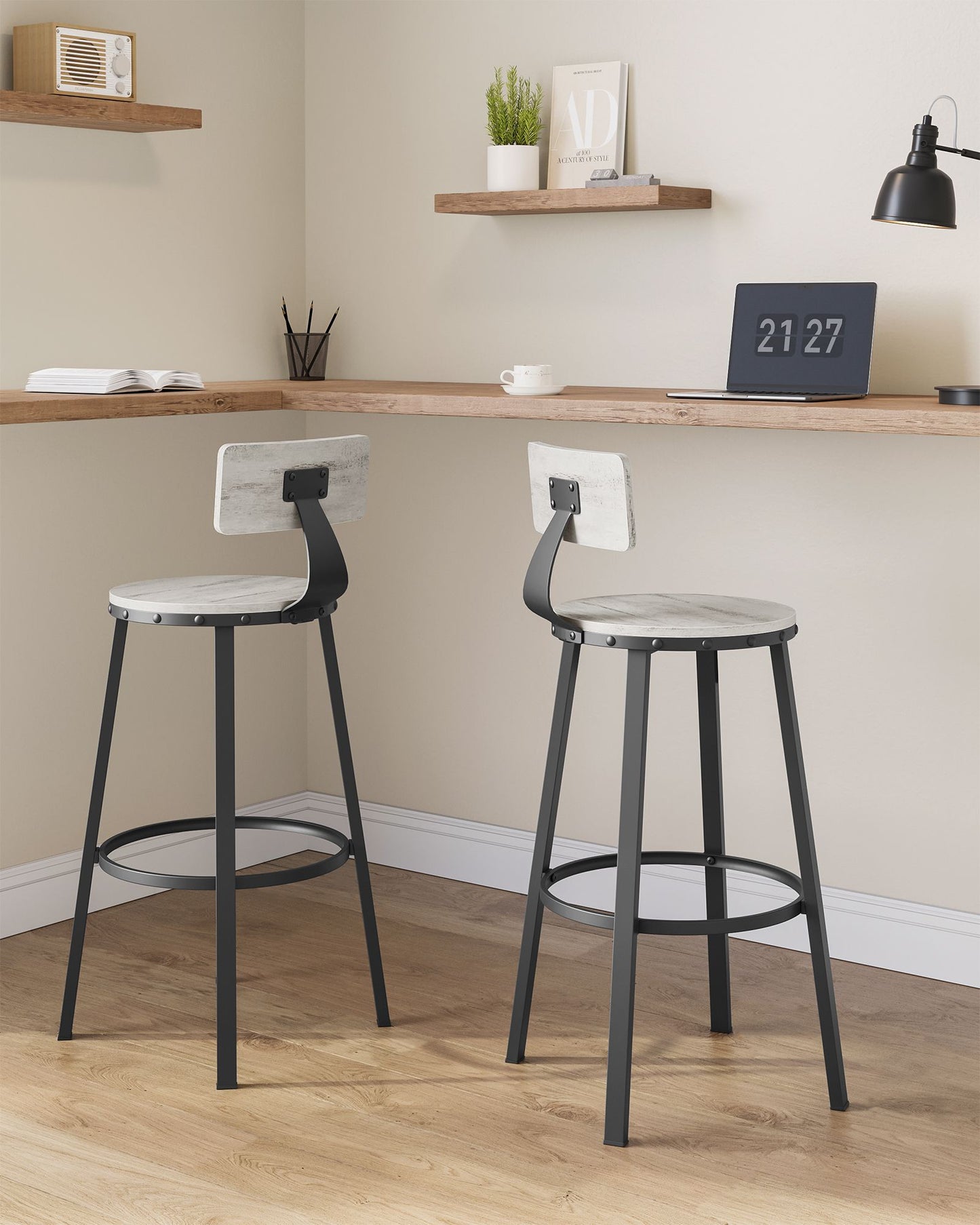 Bar Height Barstools with Back, Set of 2