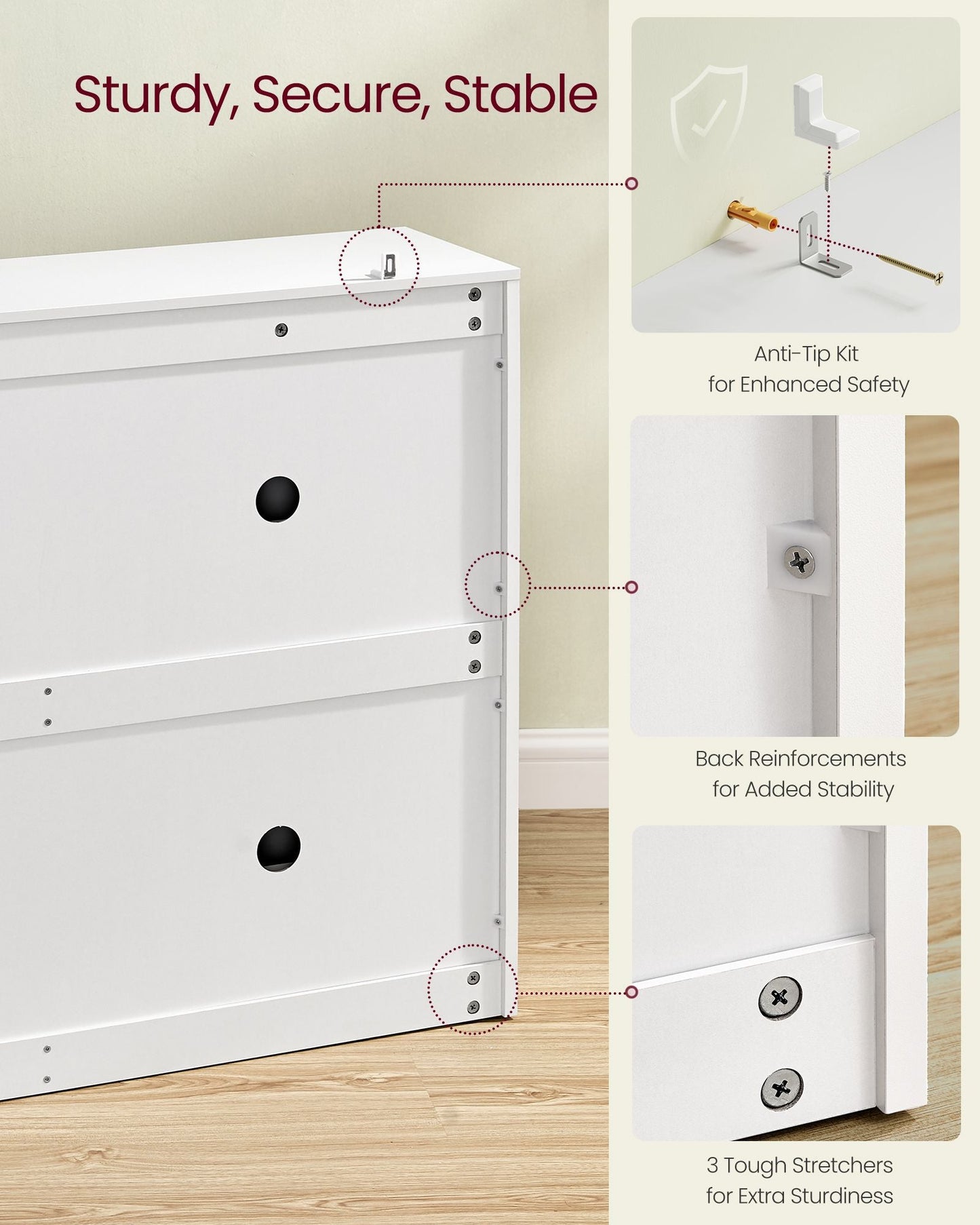 Shoe Cabinet with 3 Flip Doors