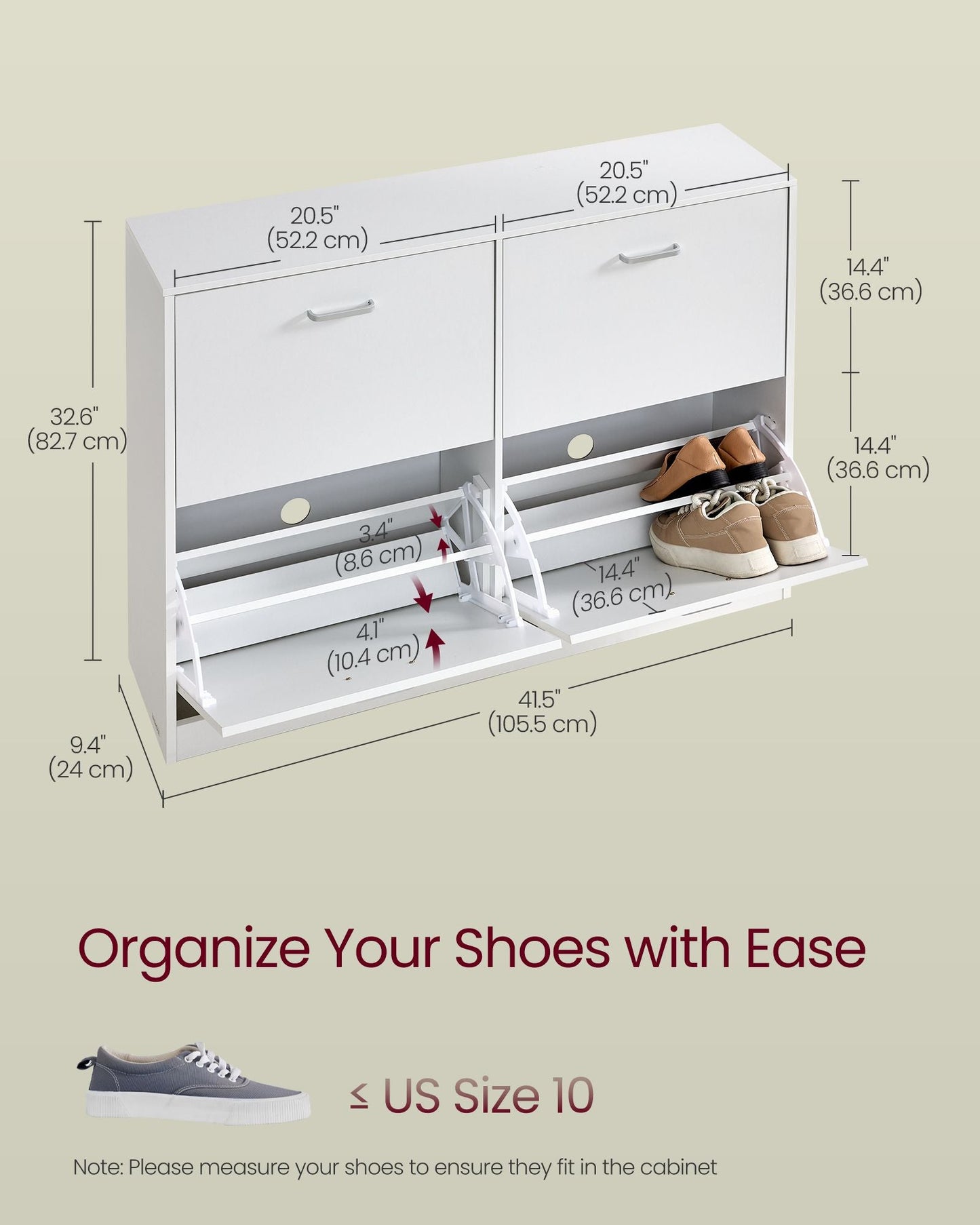 Shoe Cabinet with 3 Flip Doors