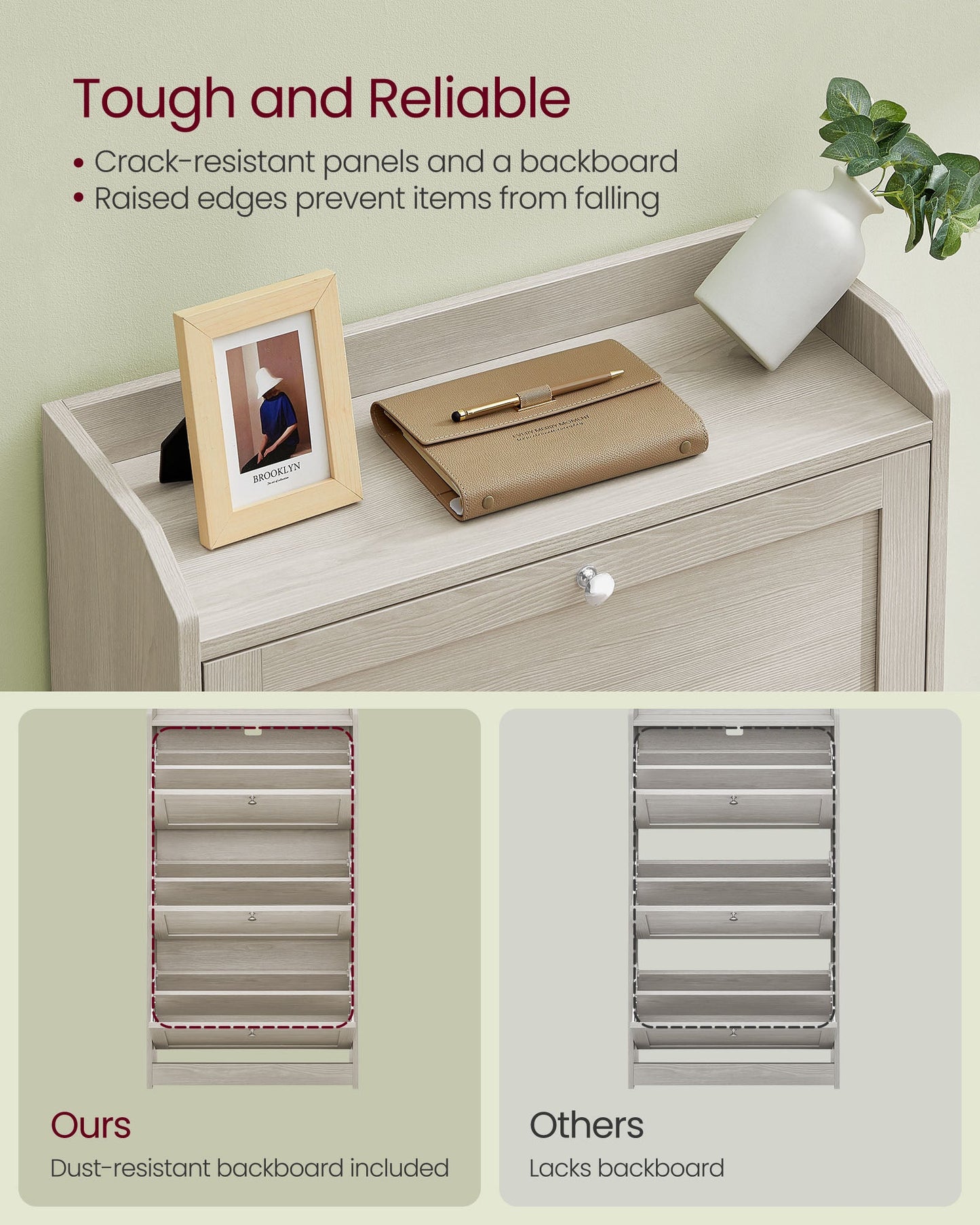 Shoe Cabinet with 3 Flip Drawers