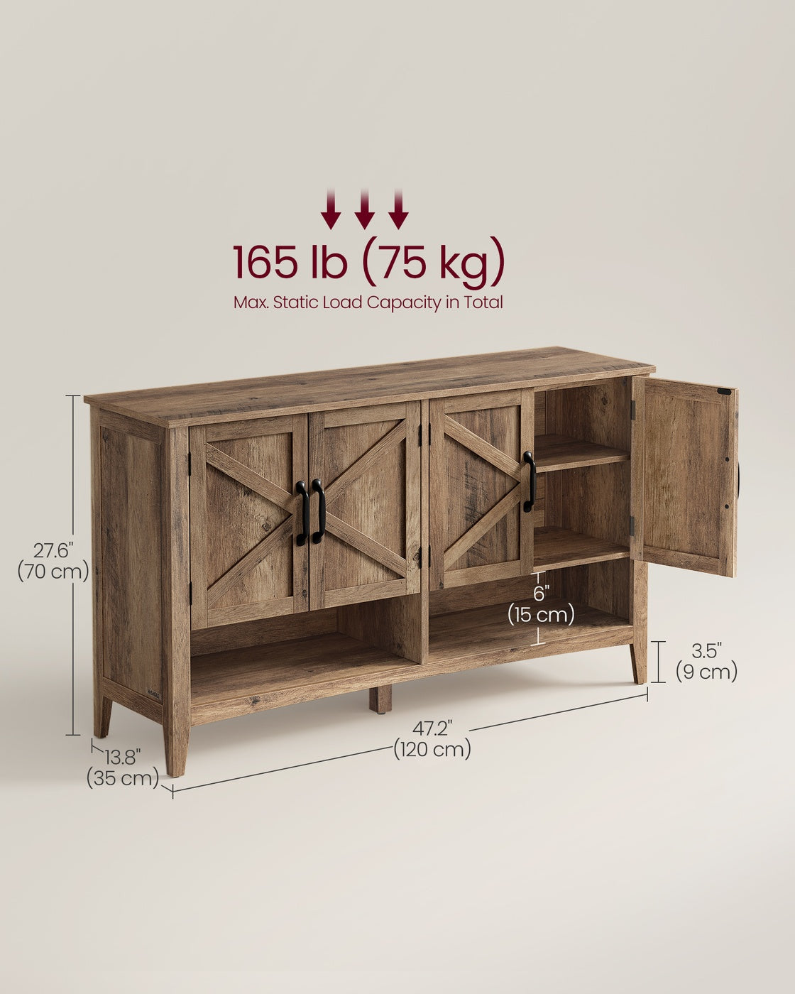 3-Tier Shoe Cabinet, Farmhouse Style