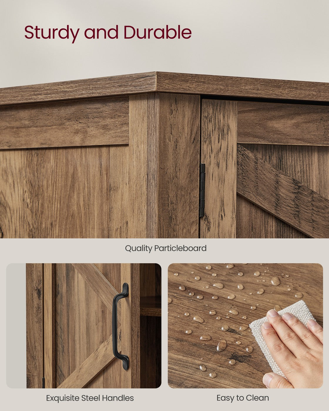 3-Tier Shoe Cabinet, Farmhouse Style
