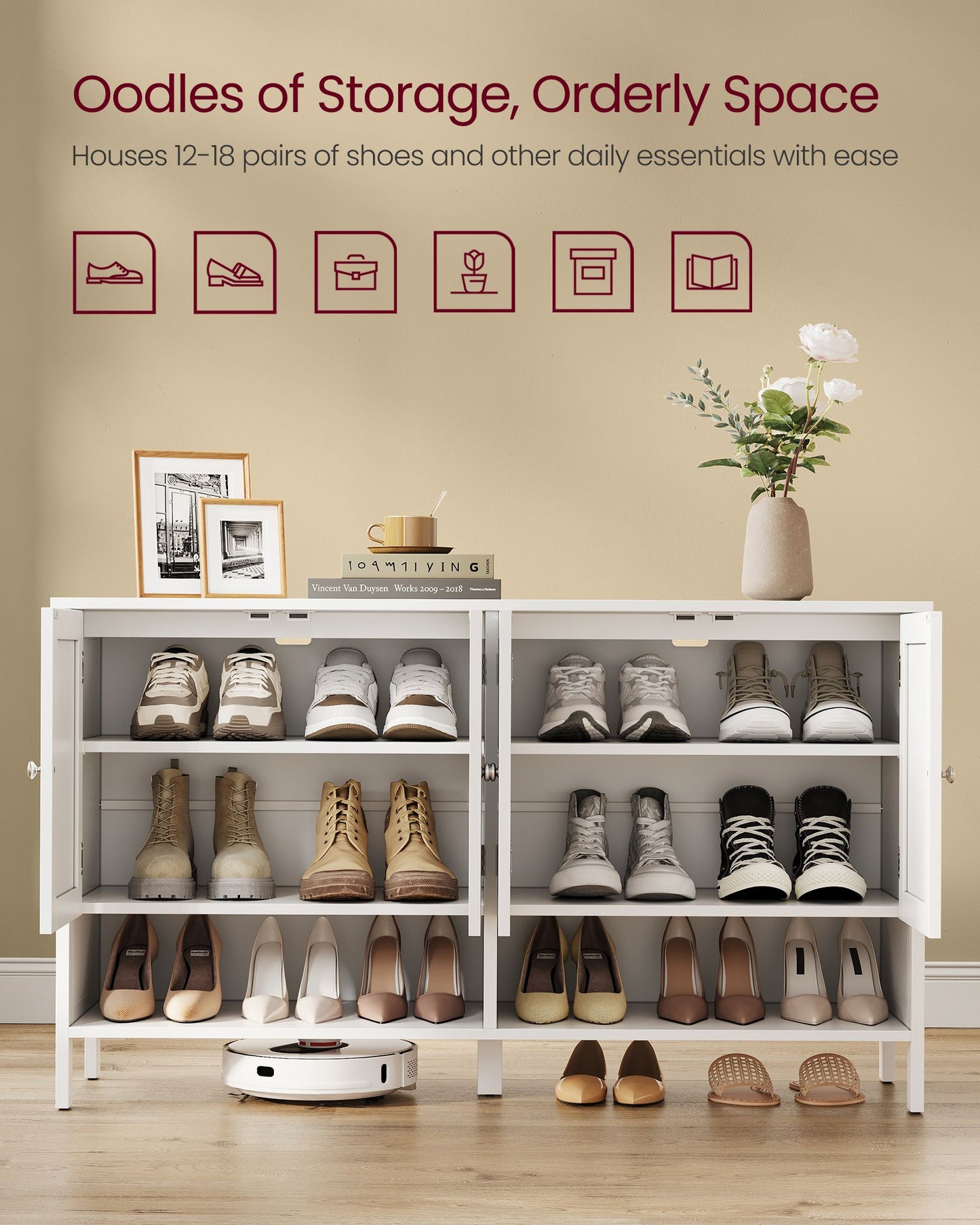 Shoe Cabinet, 3-Tier Shoe Storage Organizer