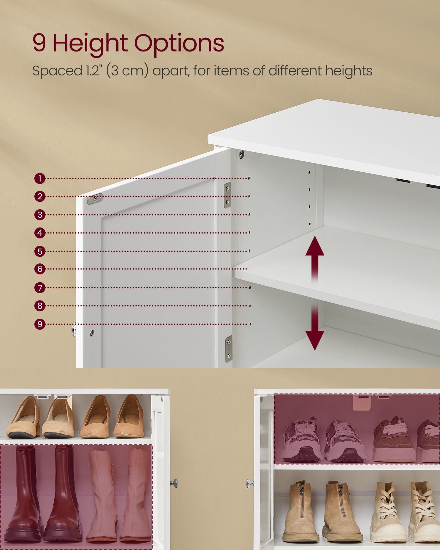 Shoe Cabinet, 3-Tier Shoe Storage Organizer