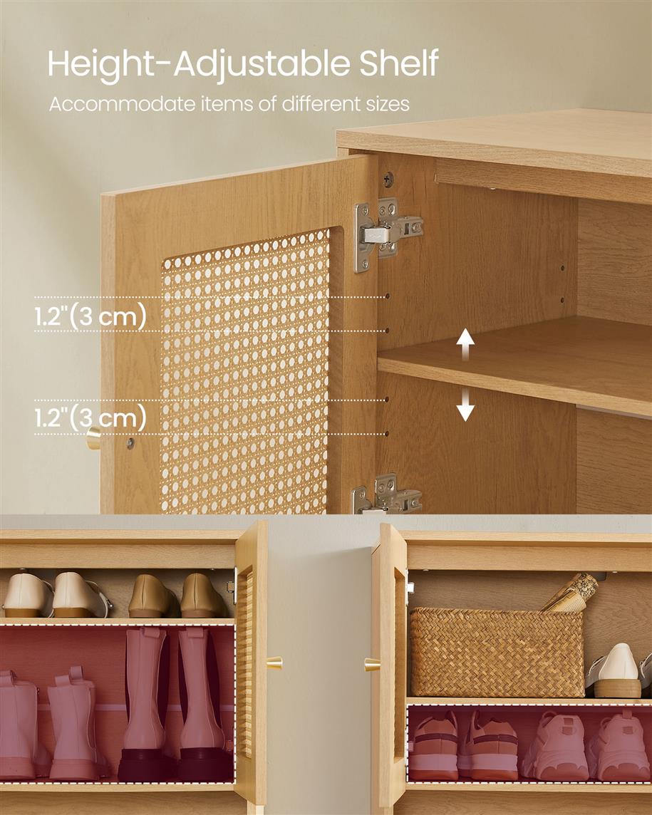 Natural Rattan 3-Tier Shoe Cabinet
