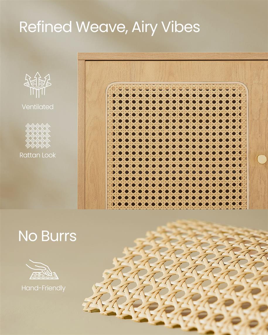 Natural Rattan 3-Tier Shoe Cabinet