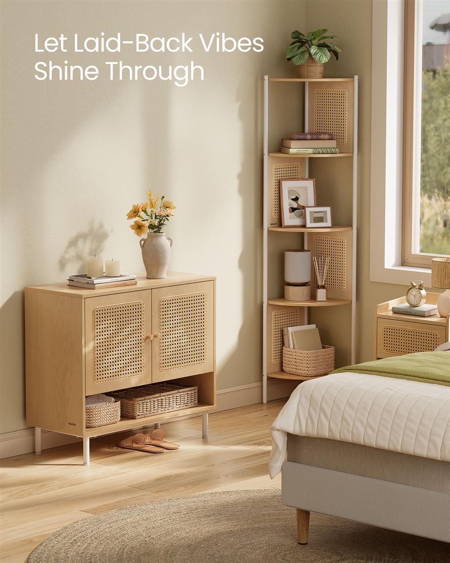 Natural Rattan 3-Tier Shoe Cabinet