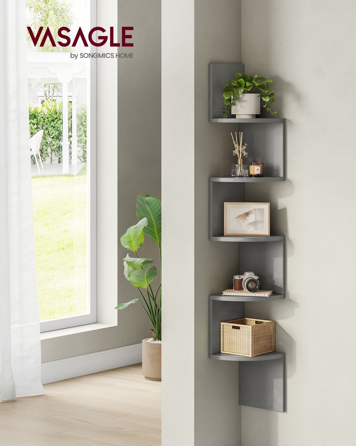 5-Tier Wall-Mounted Corner Shelf